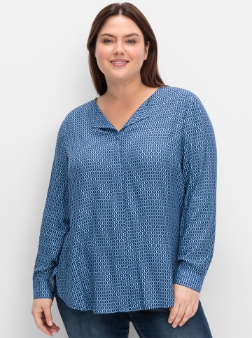 sheego Hemdbluse in tiefblau-gemustert