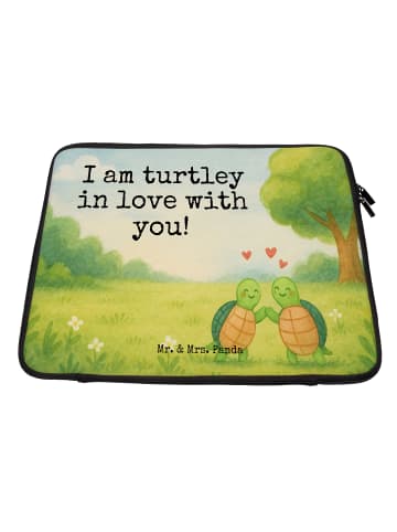 Mr. & Mrs. Panda Notebook Tasche Schildkröten Paar Design mit Sp... in Weiß