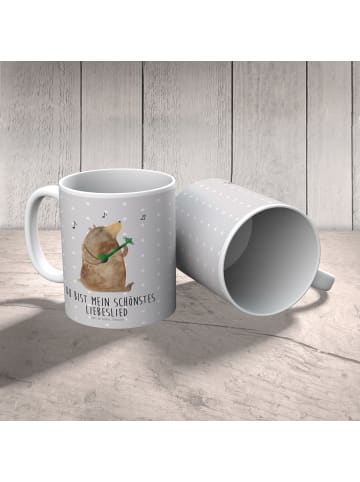 Mr. & Mrs. Panda Kaffeetasse Bär Lied mit Spruch in Grau Pastell