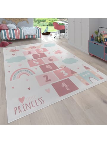 KADIMA DESIGN Kinderteppich waschmaschinenwaschbar Prinzessinnen‑Hüpfkästchen in Creme