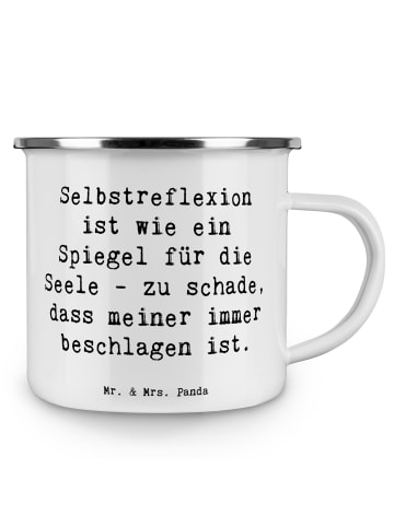 Mr. & Mrs. Panda Emaille Tasse Spruch Selbstreflexion Spiegel mi... in Weiß