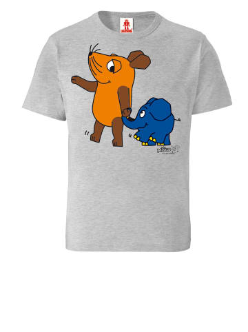 Logoshirt T-Shirt Sendung mit der Maus - Maus & Elefant in grau-meliert