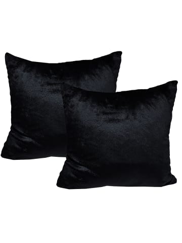 JACK 2er Set Teddy Flausch Kissenhülle Kissenbezug in Schwarz
