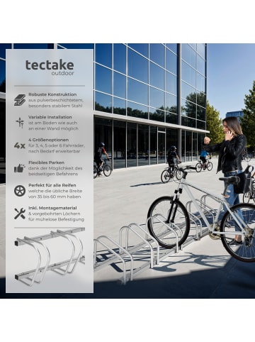 tectake Fahrradhalter aus rostfreiem Stahl für Reifenbreiten von 35 - 60 mm