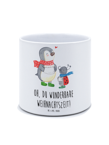 Mr. & Mrs. Panda XL Blumentopf Smörle Winterzeit mit Spruch in Weiß