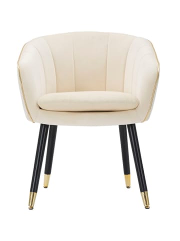 Mauro Ferretti Beigefarbener Stoffsessel mit goldfarbenen Details, 62 x 58 x 78 cm