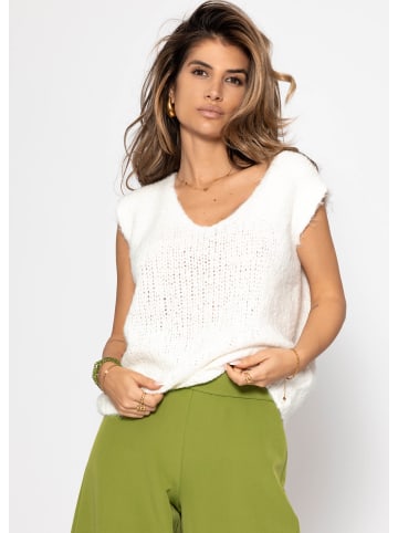 SASSYCLASSY Pullunder mit V-Ausschnitt in Offwhite