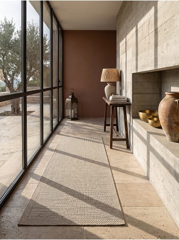 KADIMA DESIGN Teppichläufer Uni flachgewebt pflegeleicht Wohnzimmer Flur Esszimmer in Beige