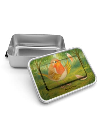 Mr. & Mrs. Panda Lunch Box Rotkehlchen Federn Design ohne Spruch in Weiß