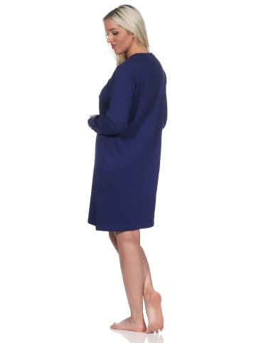 NORMANN langarm Nachthemd Bündchen interlock und - 76426 in marine