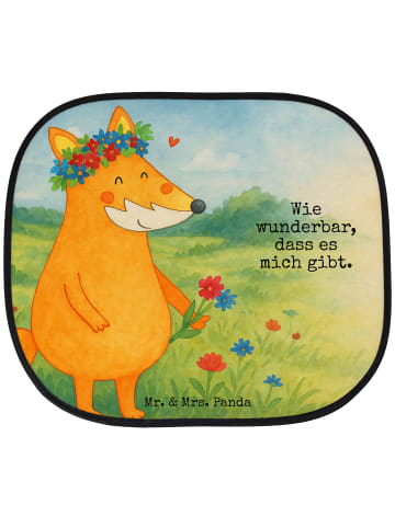 Mr. & Mrs. Panda Auto Sonnenblende Fuchs Blumen Design mit Spruch in Weiß