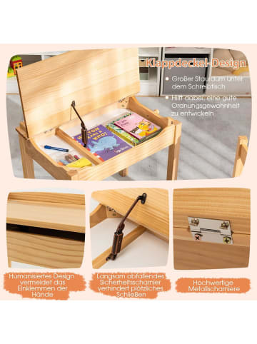 COSTWAY Kindertisch mit Stuhl in Hellbraun