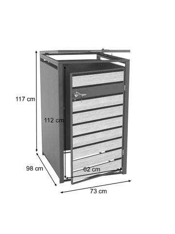 MCW 1er/2er-Mülltonnenverkleidung J81 erweiterbar, Buche-Holzoptik hellbraun