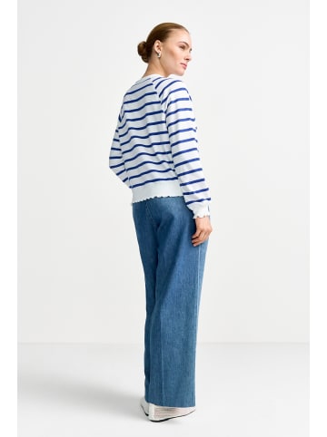 Rich & Royal Striped Sweaty with Application in Royal Blue