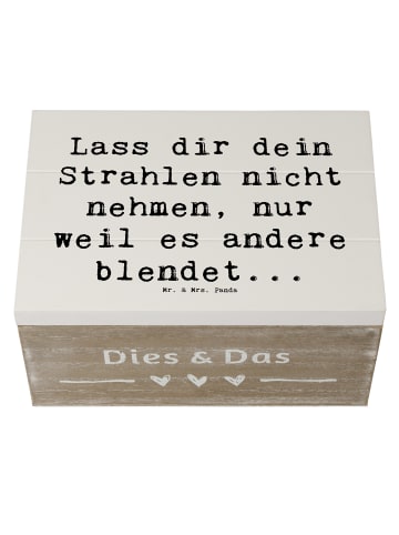 Mr. & Mrs. Panda Holzkiste Spruch Selbstvertrauen Strahlen mit S... in Weiß
