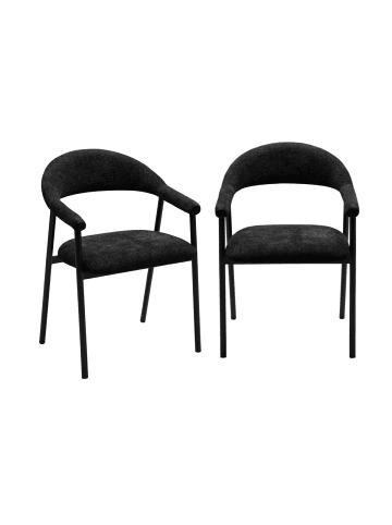 CALICOSY 2er-Set stoelen AREN in Schwarz - (W)56 x (H)79,5 x (L)54 cm