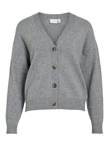 Vila V-Neck Knit Cardigan in Medium Grey Melange