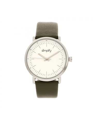 Simplify Die 6200 Lederarmbanduhr in White/Olive