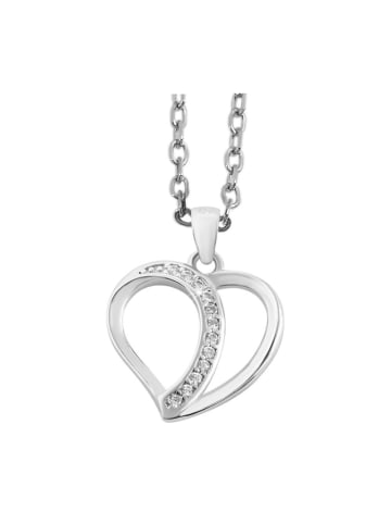 Adeliás Damen Anhänger – Herz Gravuranhänger aus 925 Silber mit Zirkonia in silber
