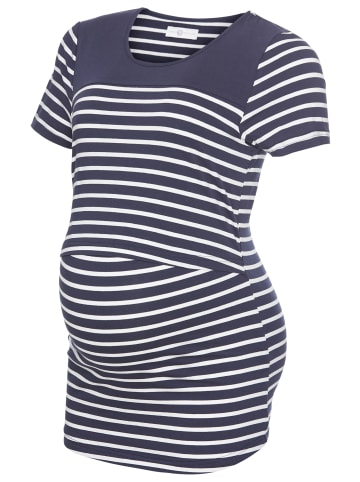 neun 9 monate Umstandsshirt in blau geringelt