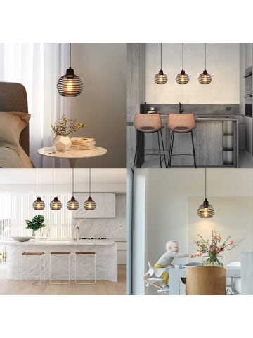 ZMH Pendelleuchte in Schwarz 1-flammige E27 rund Vintage H 150cm mit Stecker