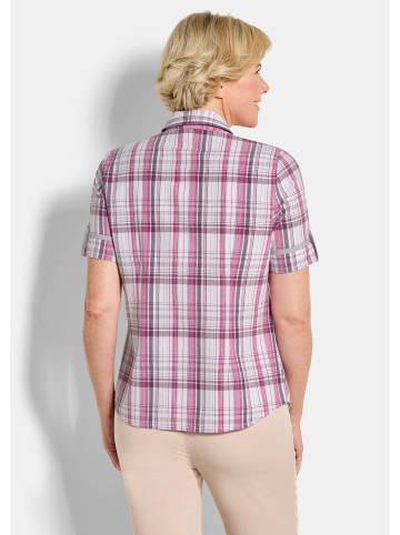 GOLDNER Kurzgröße:  Blusenshirt mit Karomuster in rosé / kariert