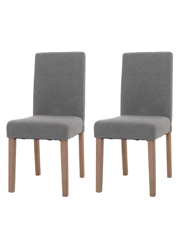 MCW 2er-Set Esszimmerstuhl Littau, Grau, naturfarbene Beine