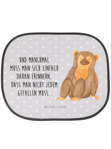 Mr. & Mrs. Panda Sonnenschutz für Auto Affe mit Spruch in Grau Pastell