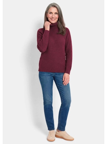 GOLDNER Kurzgröße:  Rollkragenpullover in Reiskornoptik in bordeaux
