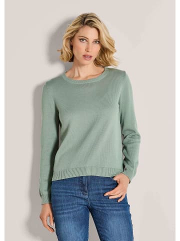 MADELEINE Schlichter Baumwollpullover mit Rundhals in hellsalbeigrün