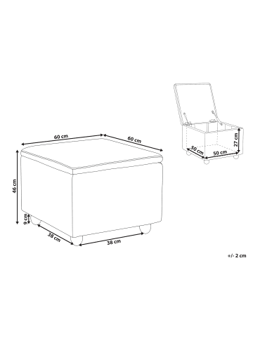 Beliani Pouf FERNDALE in Grau/Braun - (W) 60 x (H) 46 x (L) 60 cm