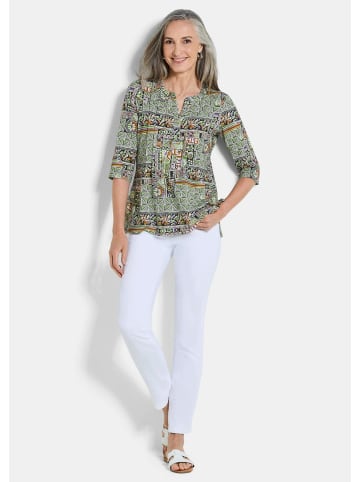 GOLDNER Sommertunika mit Biesen in grün / gemustert