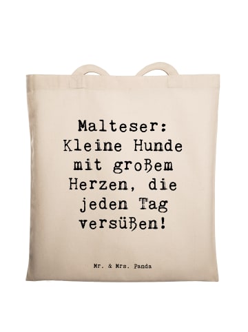 Mr. & Mrs. Panda Schultertasche Spruch Malteser Herz mit Spruch in Creme