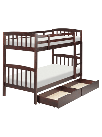 Beliani Hochbett REVIN in Braun - (W) 102 x (H) 150 x (L) 210 cm