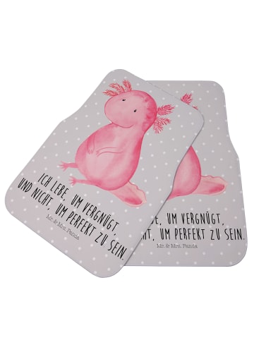 Mr. & Mrs. Panda Fahrer Autofußmatte Axolotl Niedlich mit Spruch in Grau Pastell