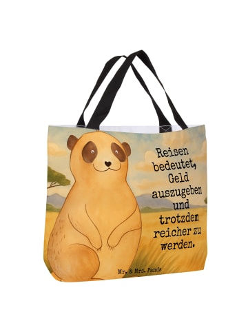 Mr. & Mrs. Panda Shopping Bag Erdmännchen Design mit Spruch in Weiß