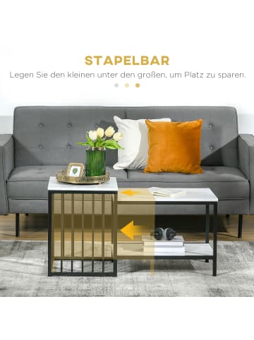 HOMCOM Couchtisch Set-45L x 40B x 52H cm-Weiß+Schwarz