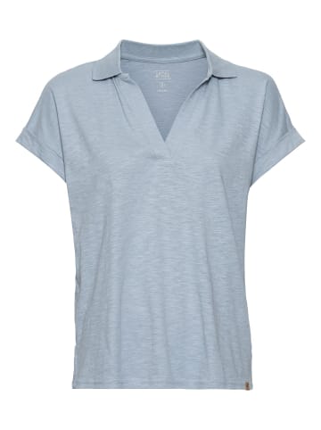 Camel Active T-Shirt mit Polokragen aus Organic Cotton in Blau-Grau