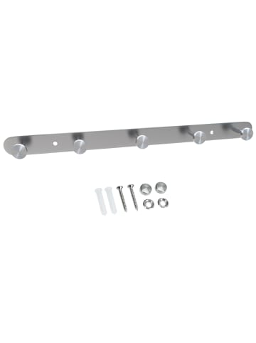 Intirilife Garderobenleiste - Kleiderhaken Garderobe in Silber - Modell A (5 Haken)