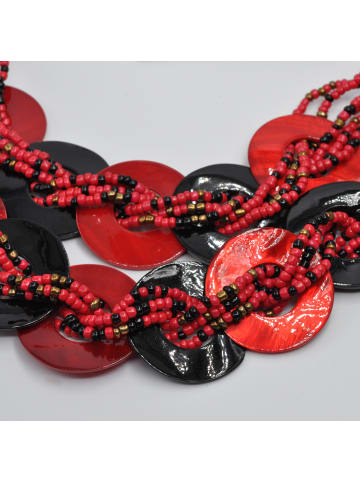 Steuer Modeschmuck Steuer Modeschmuck Collier Perlen Muschel mehrfarbig rot in mehrfarbig