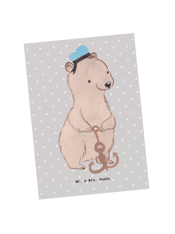 Mr. & Mrs. Panda Postkarte Matrosin Herz ohne Spruch in Grau Pastell