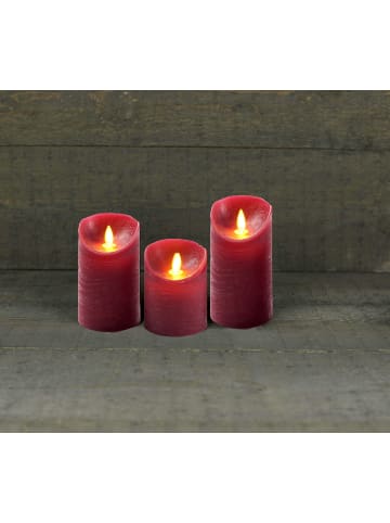 Coen Bakker 3er LED Echtwachskerze Kerze Timer in Weinrot