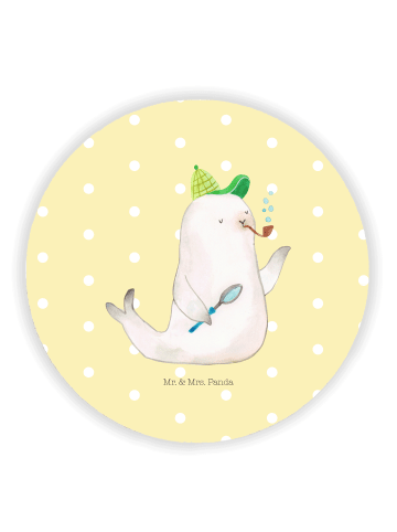 Mr. & Mrs. Panda Rund Magnet Robbe Sherlock ohne Spruch in Gelb Pastell