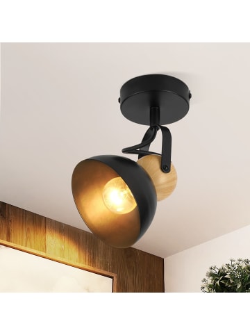 ZMH Deckenleuchte in Schwarz 1-flammige E14 rund Vintage Deckenspot MAX.40W