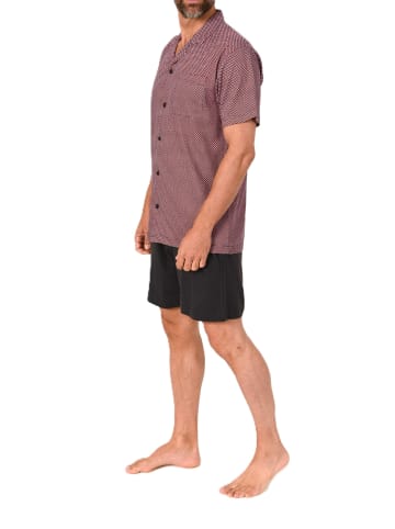 NORMANN Kurzarm Schlafanzug Shorty Pyjama durchknöpfbar in rot1