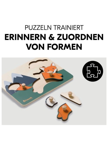 Hauck Holz Steckpuzzle für Baby (ab 1 Jahr) - Fox in bunt
