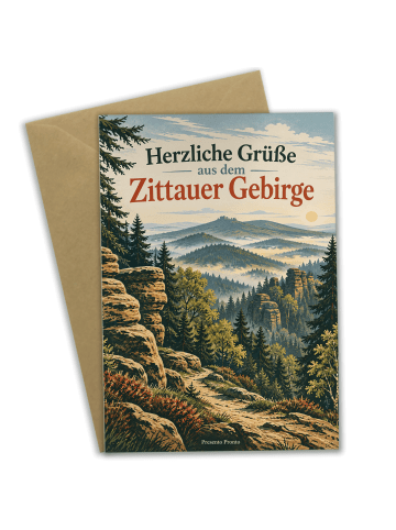 Grußkarte Gebirge poetisch Design mit Spruch in Weiß