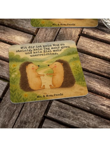 Mr. & Mrs. Panda Glasuntersetzer Igel Liebe Design mit Spruch in Weiß