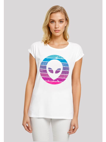 F4NT4STIC Extended Shoulder T-Shirt Alien Kopf in weiß