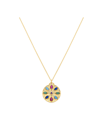 Luxenter Halskette aus 925er Sterlingsilber mit  Zirkonia-Steinen 18K Gelbgold-Finish
